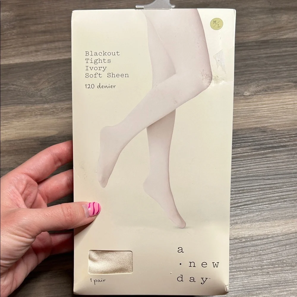 NWT Soft Ivory Sheen Blackout Tights